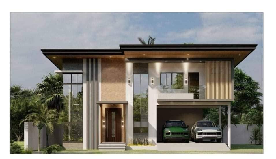 Architectural rendering of modern house