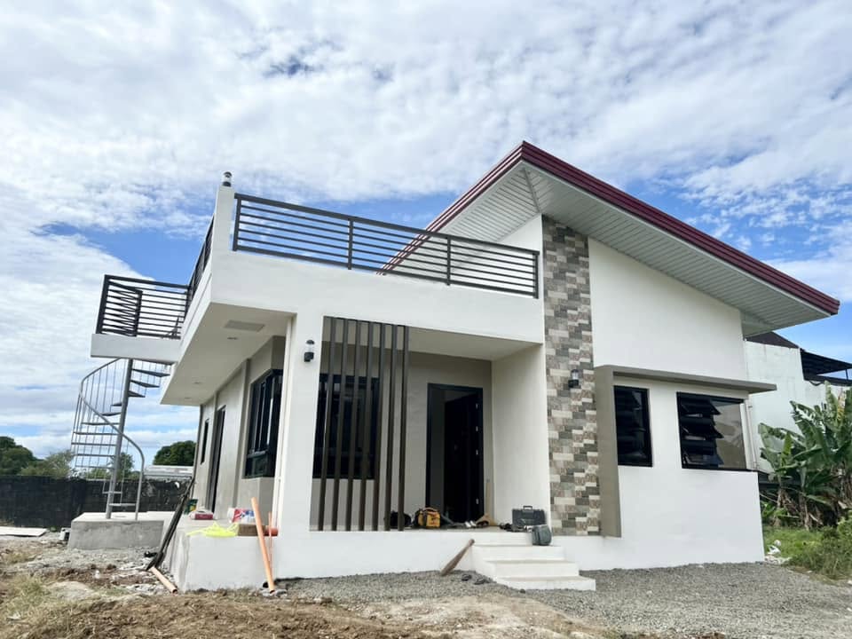 Completed white modern house